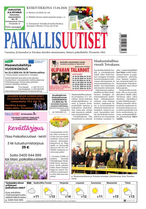PaikallisUutiset 15.4.2026