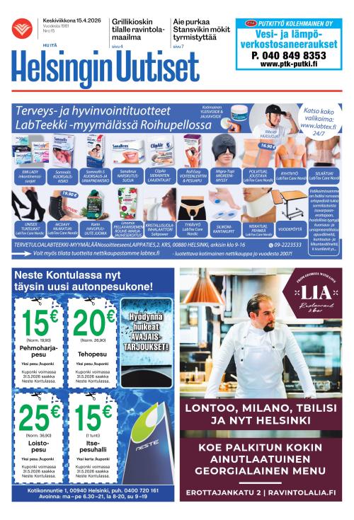 Helsingin Uutiset (Itä) 15.4.2026
