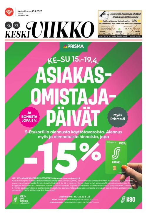 KS Keskiviikko (Kouvolan Sanomat ja Kymen Sanomat -liitteet) 15.4.2026