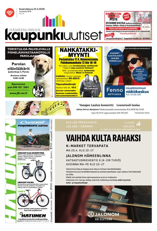 Hämeenlinnan kaupunkiuutiset 15.4.2026