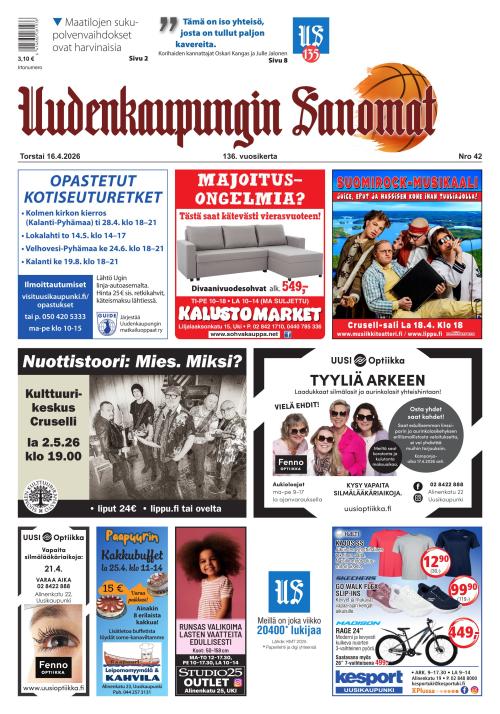 Uudenkaupungin Sanomat 16.4.2026