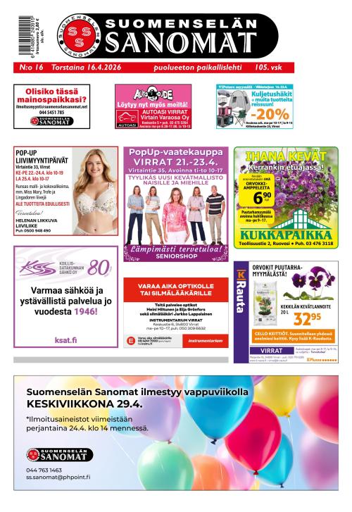 Suomenselän Sanomat 16.4.2026