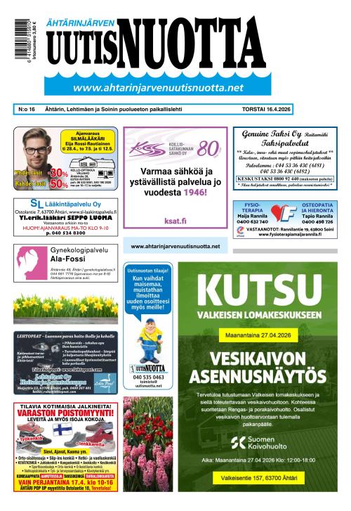Ähtärinjärven Uutisnuotta 16.4.2026