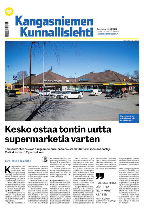 Kangasniemen kunnallislehti 16.4.2026