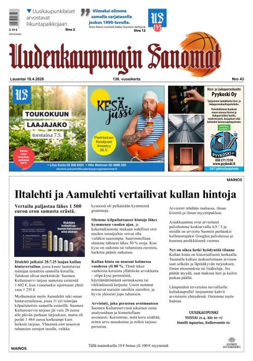 Uudenkaupungin Sanomat 18.4.2026