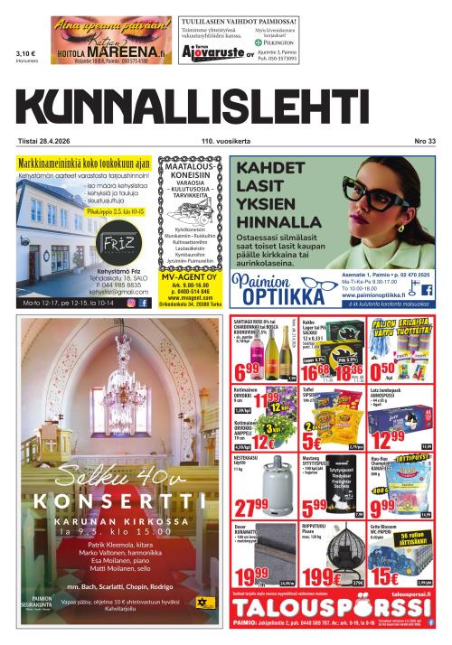 Kunnallislehti Paimio-Sauvo-Kaarina 28.4.2026