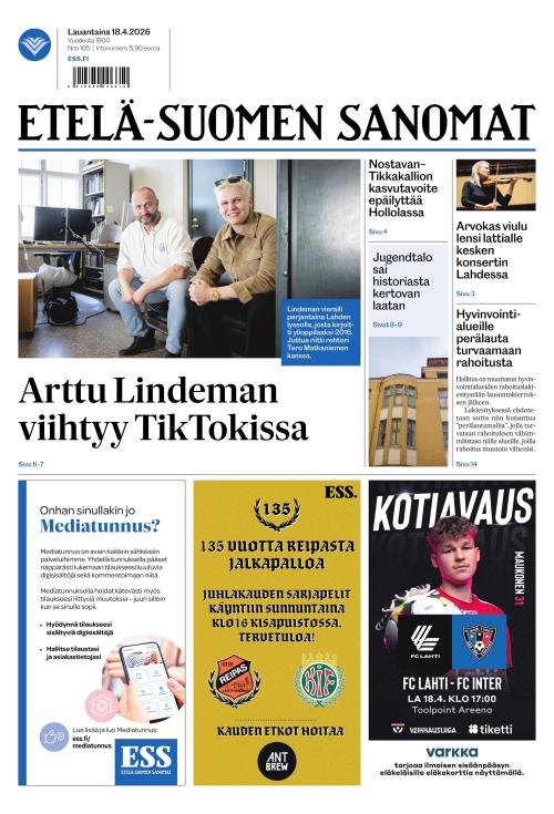Etelä-Suomen Sanomat 18.4.2026