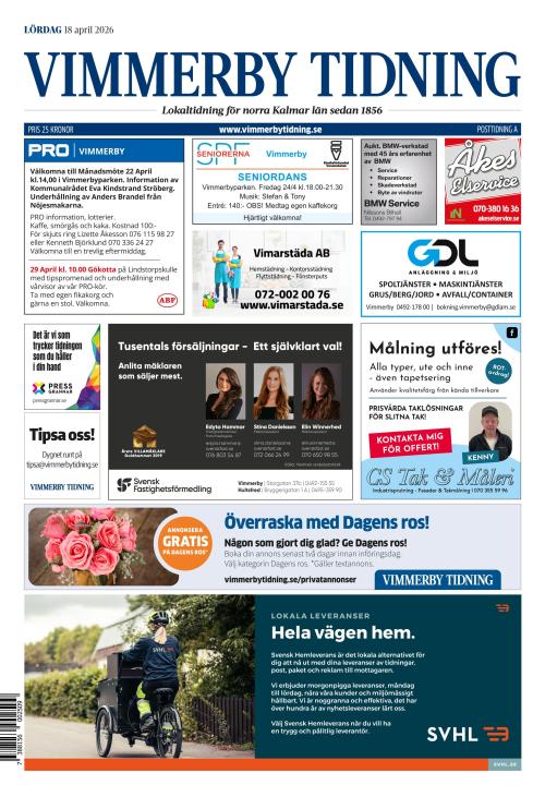 Vimmerby Tidning / Kinda-Posten 18.4.2026