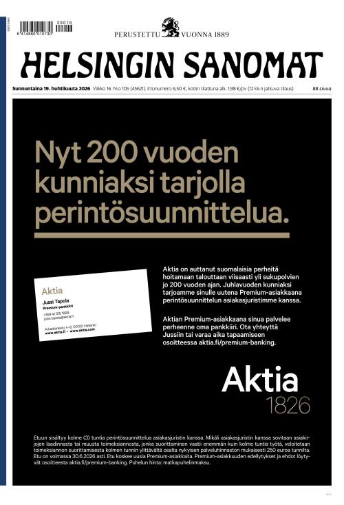 Helsingin Sanomat 19.4.2026