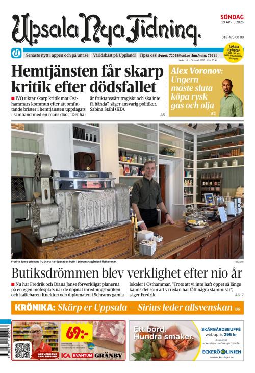 Upsala Nya Tidning 19.4.2026