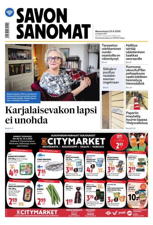Savon Sanomat 20.4.2026