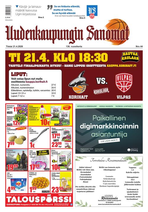 Uudenkaupungin Sanomat 21.4.2026