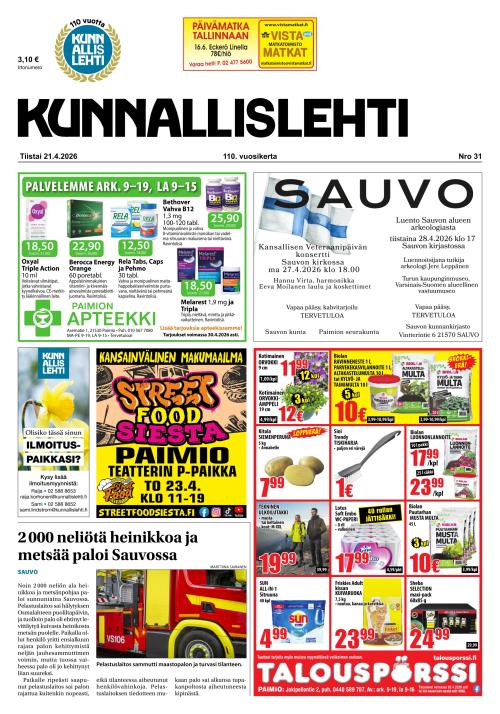 Kunnallislehti Paimio-Sauvo-Kaarina 21.4.2026