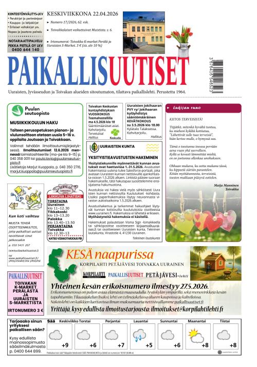 PaikallisUutiset 22.4.2026