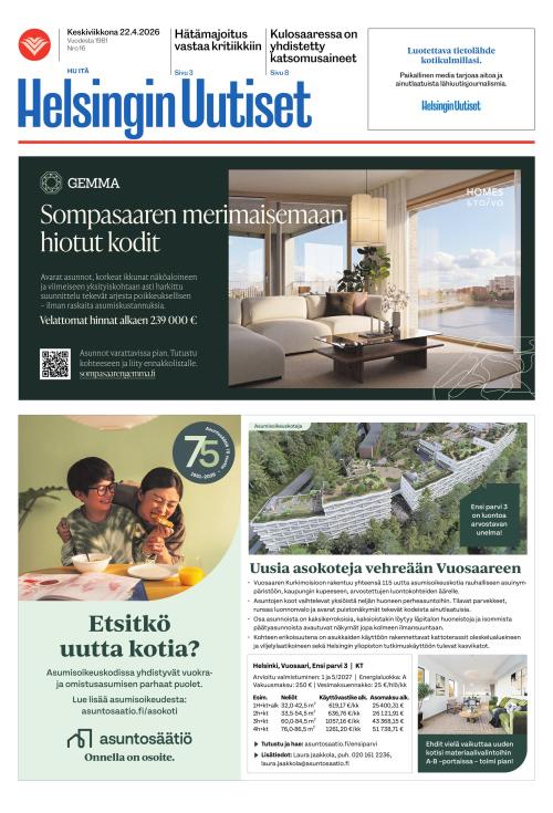 Helsingin Uutiset (Itä) 22.4.2026