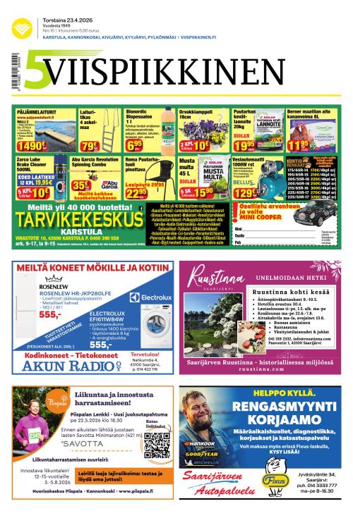 Viispiikkinen 23.4.2026