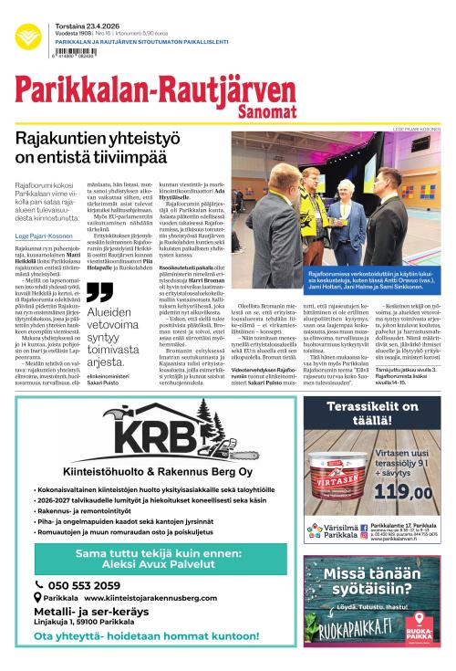 Parikkalan-Rautjärven Sanomat 23.4.2026