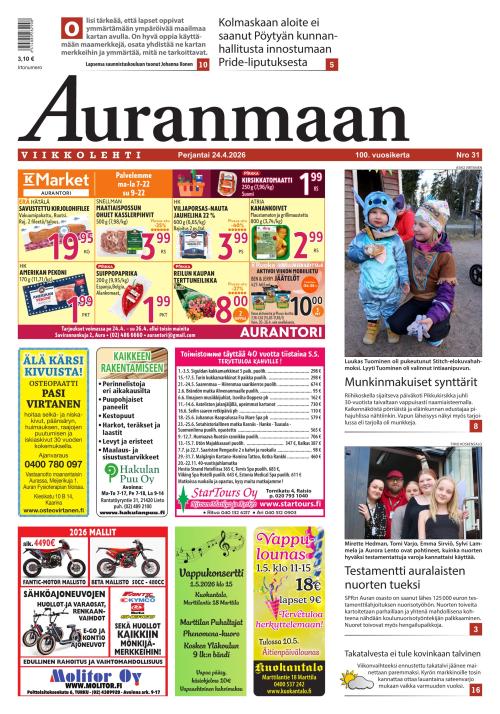 Auranmaan Viikkolehti 24.4.2026