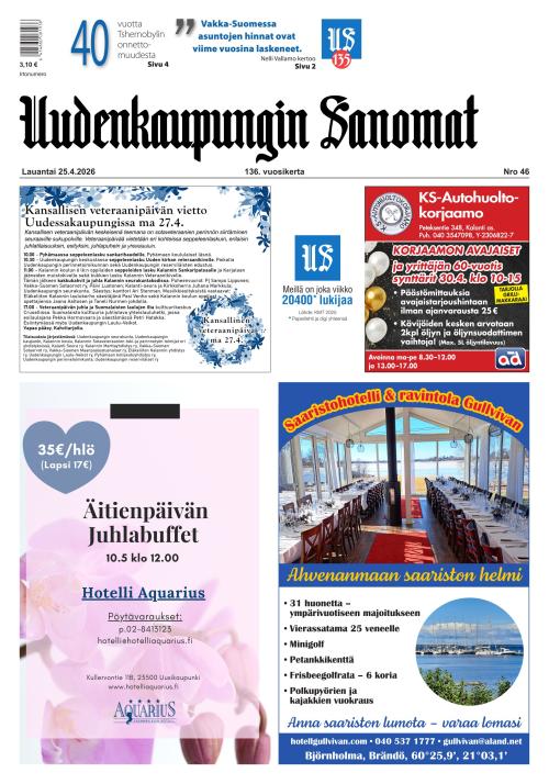 Uudenkaupungin Sanomat 25.4.2026