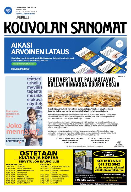 Kouvolan Sanomat 25.4.2026