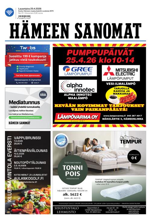 Hämeen Sanomat 25.4.2026