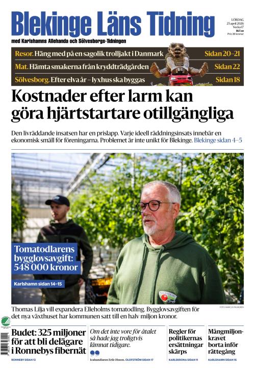 Blekinge Läns Tidning 25.4.2026