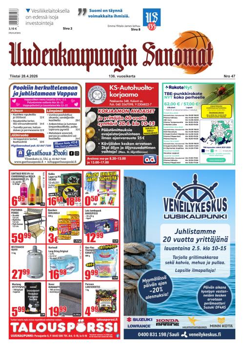 Uudenkaupungin Sanomat 28.4.2026