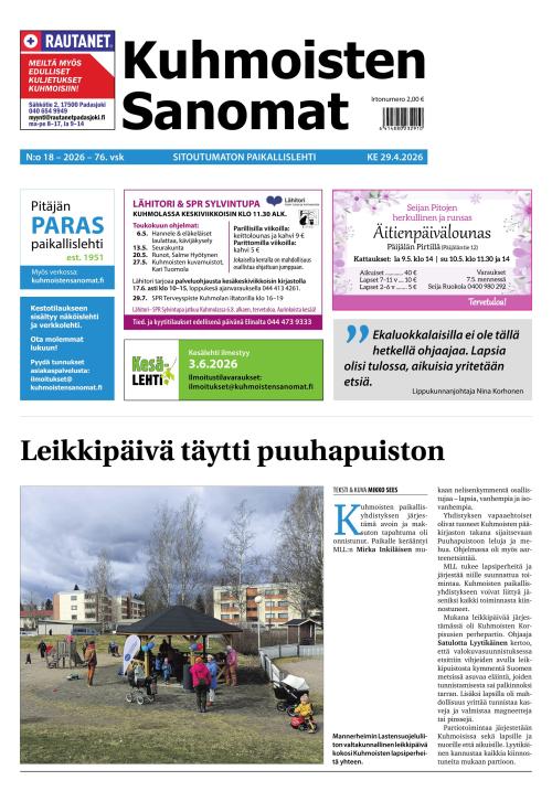 Kuhmoisten Sanomat 18/2026