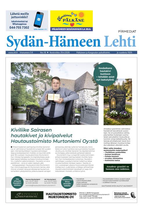 Sydän-Hämeen Lehti 29.4.2026