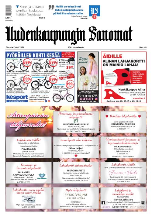 Uudenkaupungin Sanomat 30.4.2026