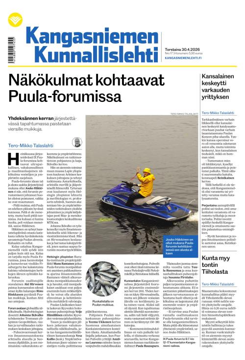Kangasniemen kunnallislehti 30.4.2026