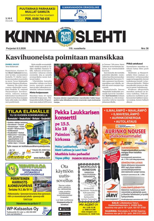 Kunnallislehti Paimio-Sauvo-Kaarina 8.5.2026