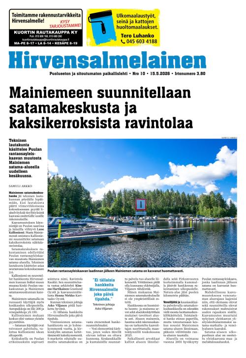 Hirvensalmelainen 15.5.2026