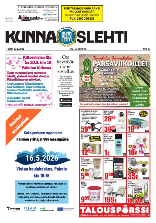 Kunnallislehti Paimio-Sauvo-Kaarina 12.5.2026