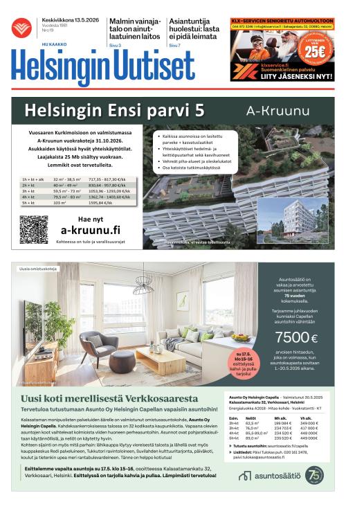 Helsingin Uutiset (Kaakko) & Kallio Lehti 13.5.2026