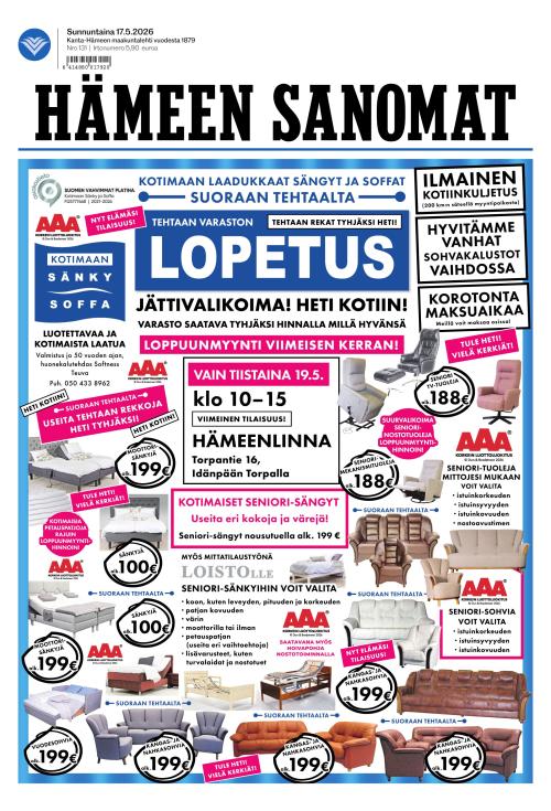 Hämeen Sanomat 17.5.2026