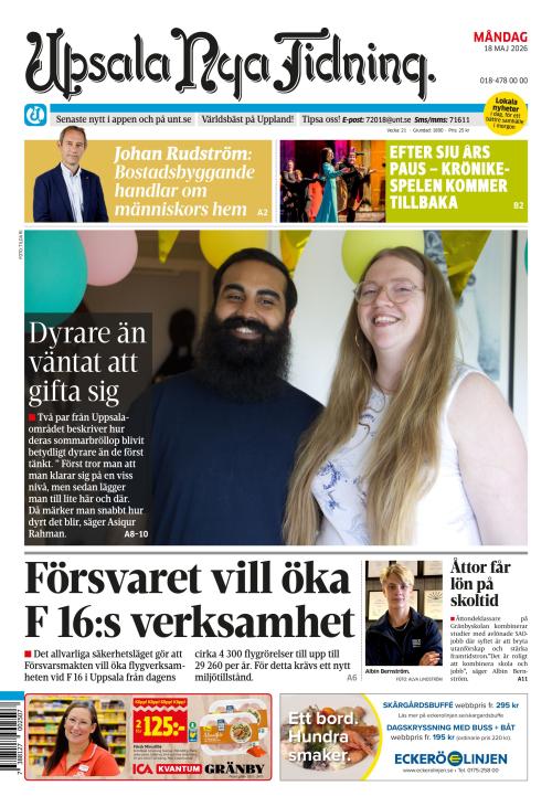 Upsala Nya Tidning 18.5.2026