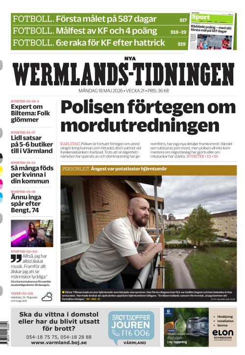 Nya Wermlands-Tidningen 18.5.2026