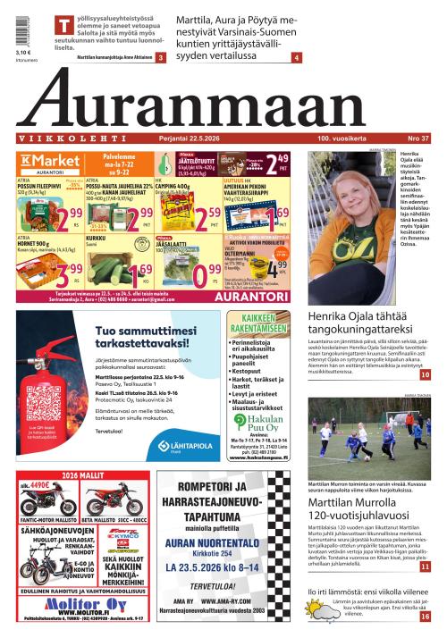 Auranmaan Viikkolehti 22.5.2026