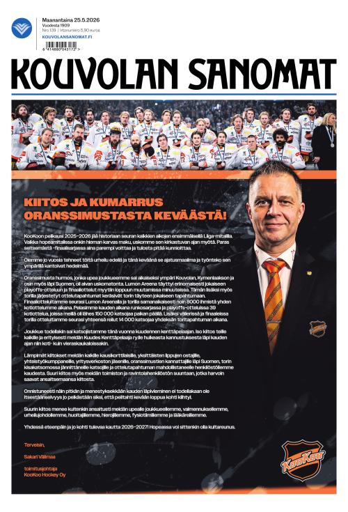 Kouvolan Sanomat 25.5.2026