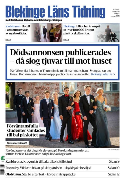 Blekinge Läns Tidning 25.5.2026