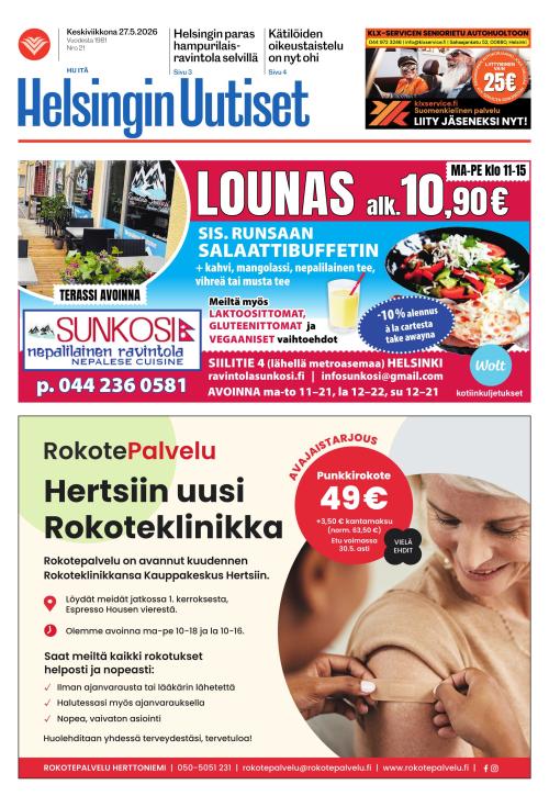 Helsingin Uutiset (Itä) 27.5.2026