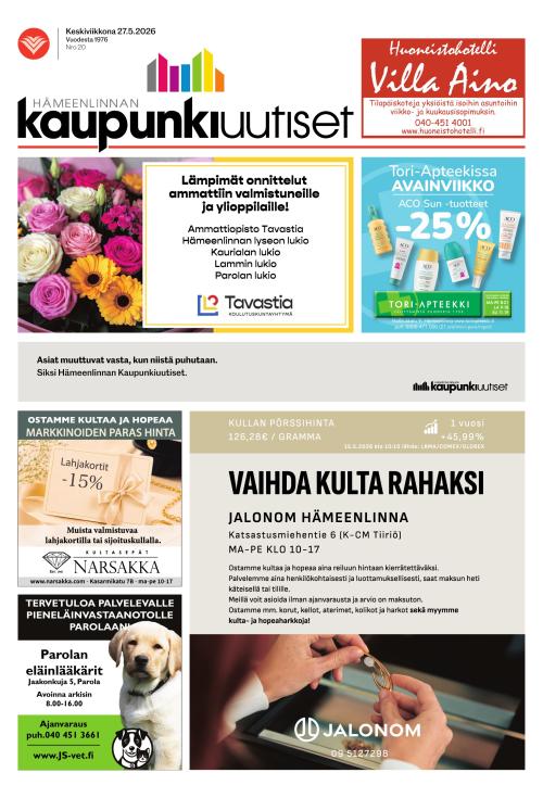 Hämeenlinnan kaupunkiuutiset 27.5.2026