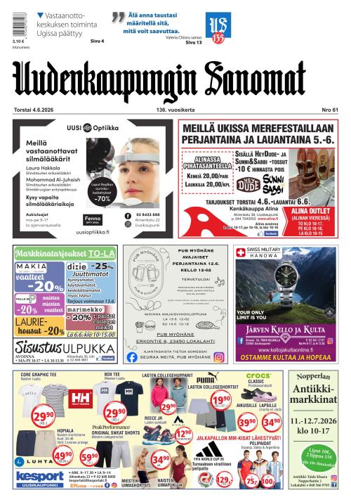 Uudenkaupungin Sanomat 4.6.2026