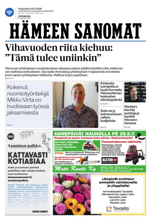 Hämeen Sanomat 29.5.2026