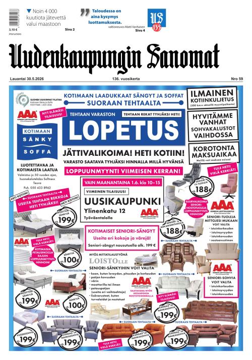 Uudenkaupungin Sanomat 30.5.2026