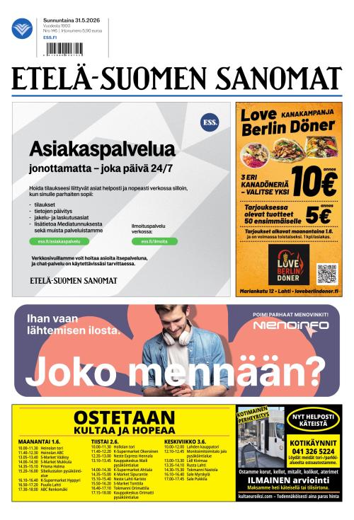 Etelä-Suomen Sanomat 31.5.2026