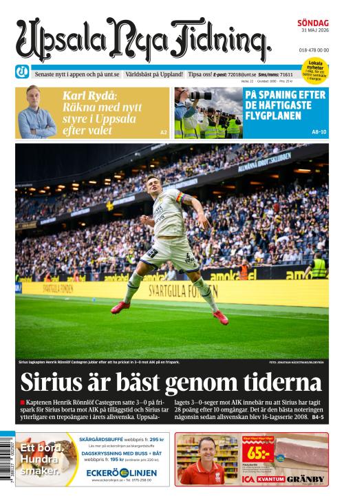 Upsala Nya Tidning 31.5.2026