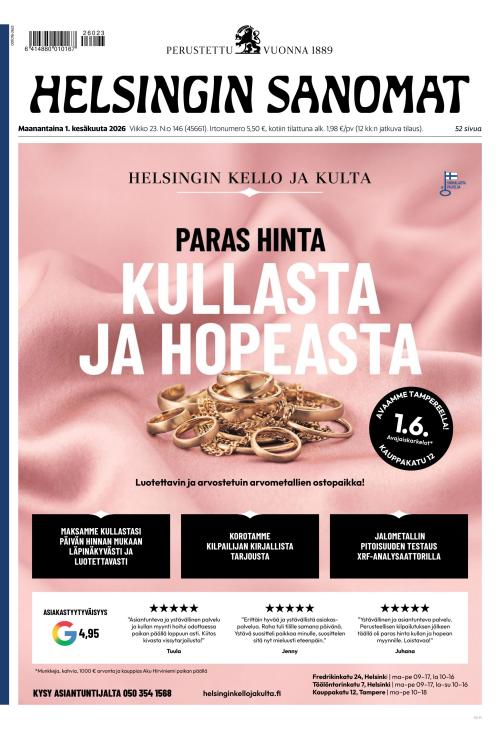 Helsingin Sanomat 1.6.2026