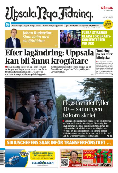 Upsala Nya Tidning 1.6.2026